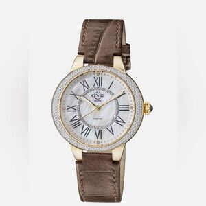 GV2 by Gevril Women's Astor II 9142-L8 MOP Dial Diamond Leather Swiss Watch